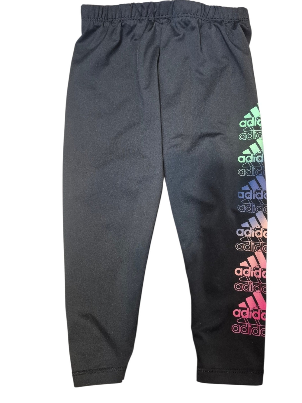 adidas Kids Black Leggings with Multi-Color Logo Stack